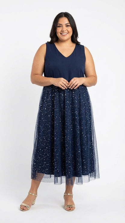 UV27 – Vestido azul midi vaporoso