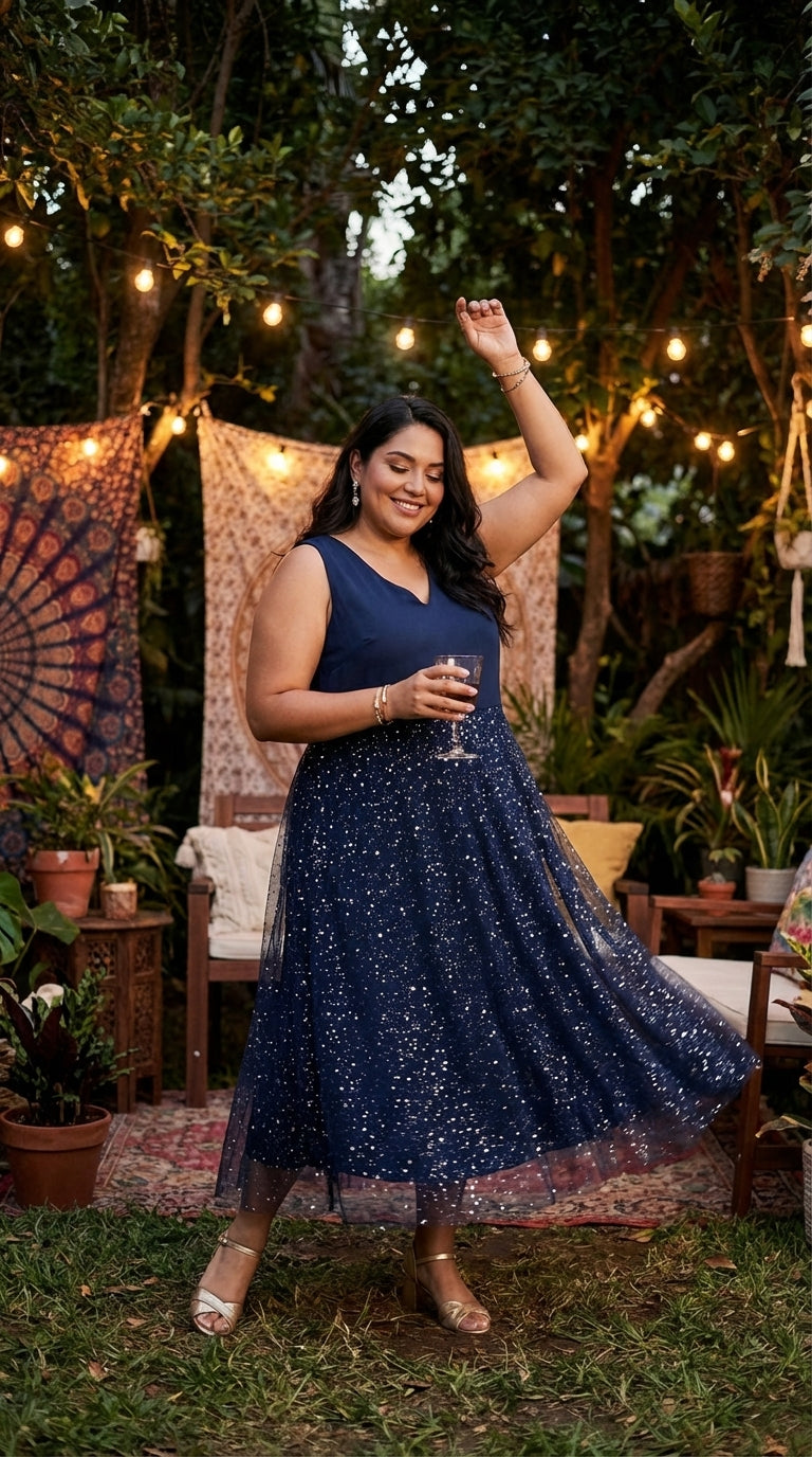 UV27 – Vestido azul midi vaporoso