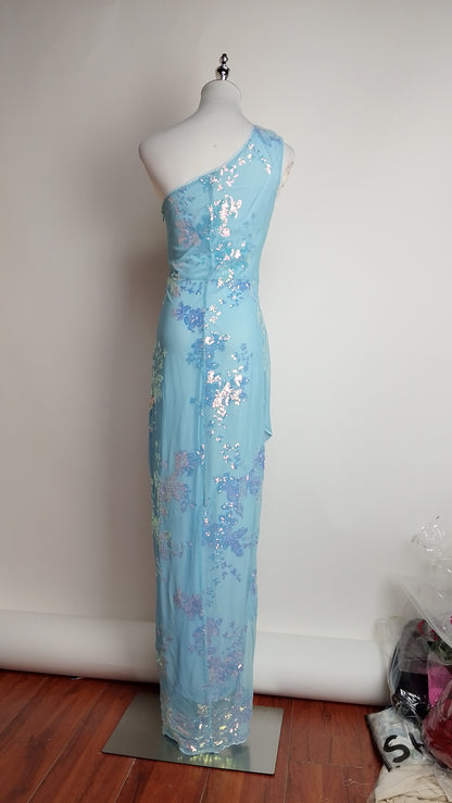 Vestido largo azul asimétrico / UV38