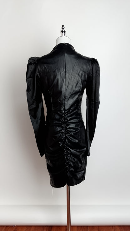 Vestido corto negro drapeado / UV40