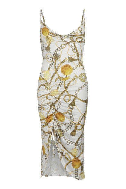 Vestido Entallado con Estampado y Tirantes / V238