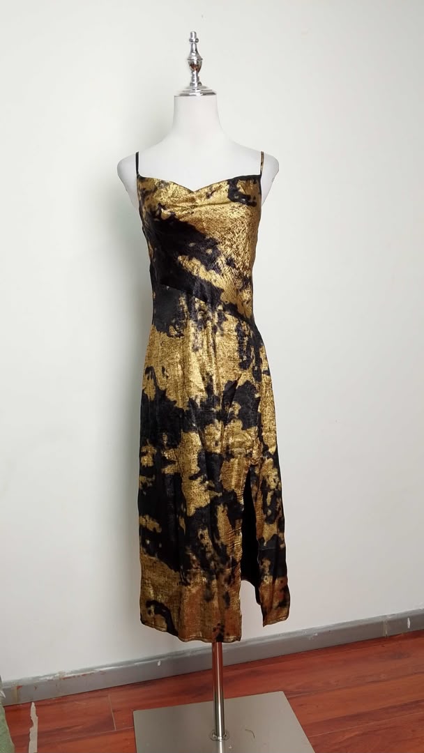 Vestido Dorado y Negro / V198