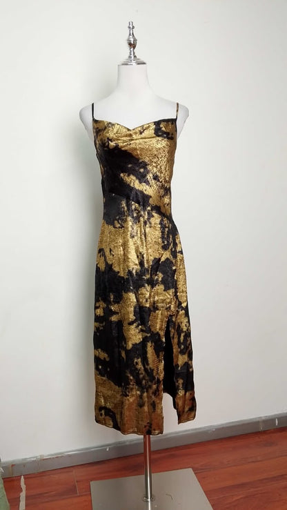 Vestido Dorado y Negro / V198
