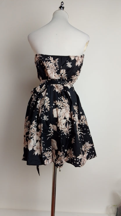 Enterizo negro strapless floral / L2A