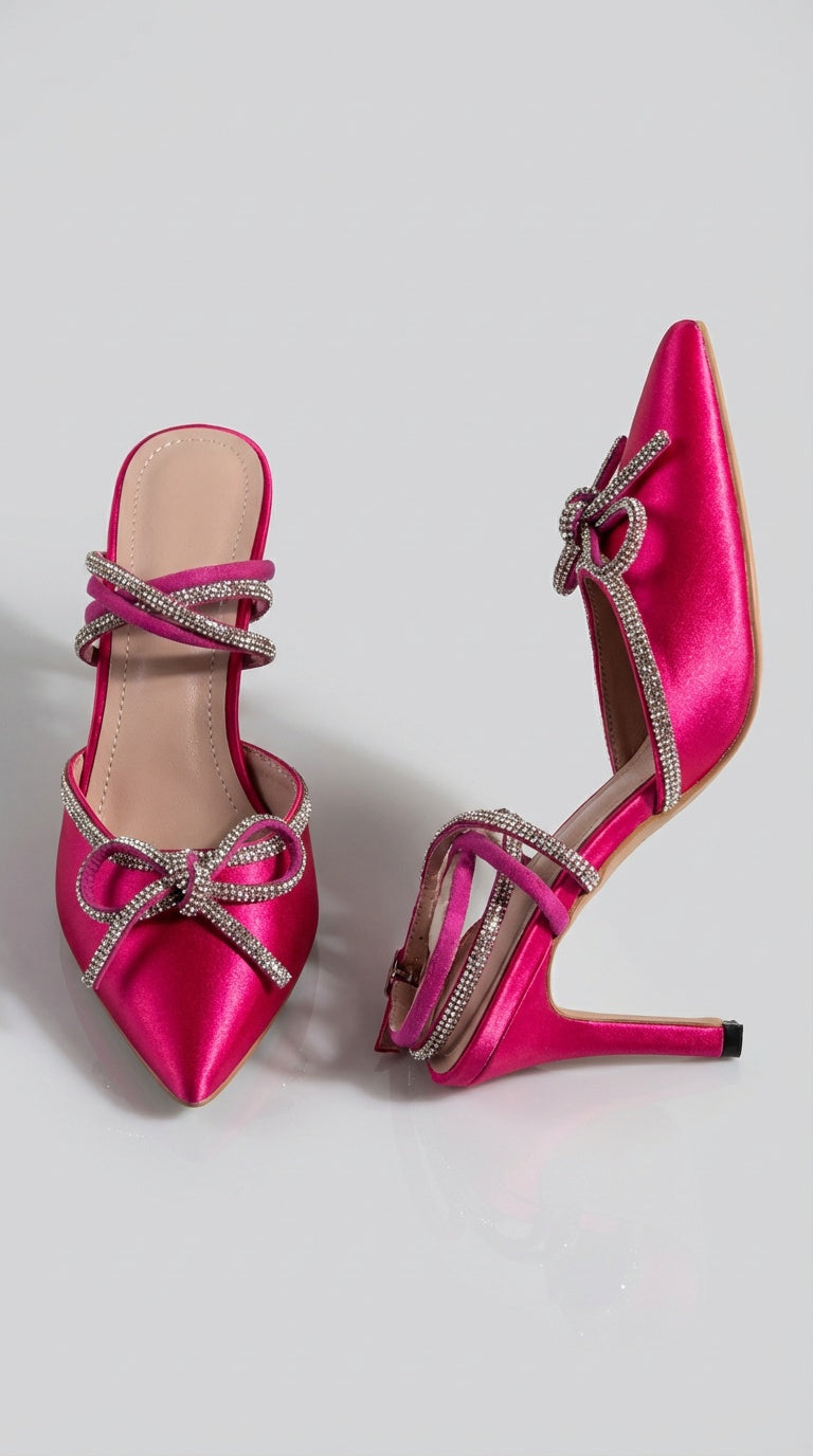 Zapatos Tacón Fucsia Satinado / Z260111