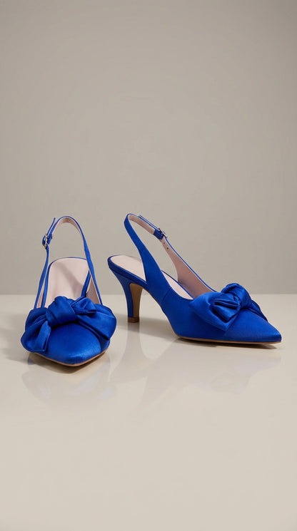 Zapatos Tacón Azul Eléctrico con Moño / Z260114