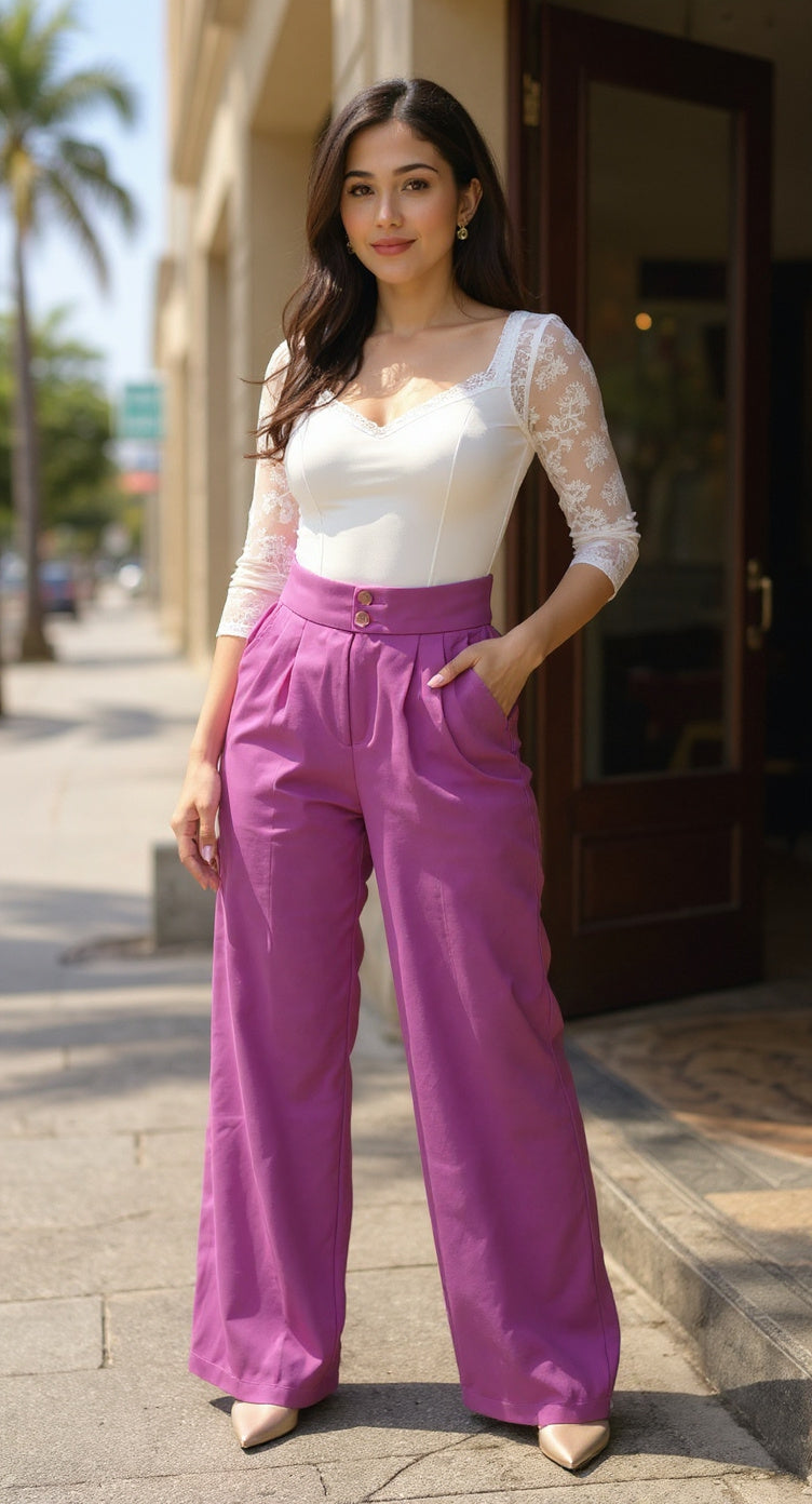 Pantalón fucsia corte recto / P48 image 0