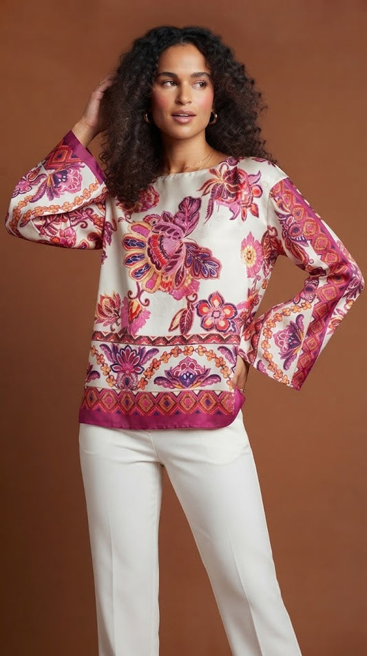 Blusa Estampada Flores fucsia / ANB26102