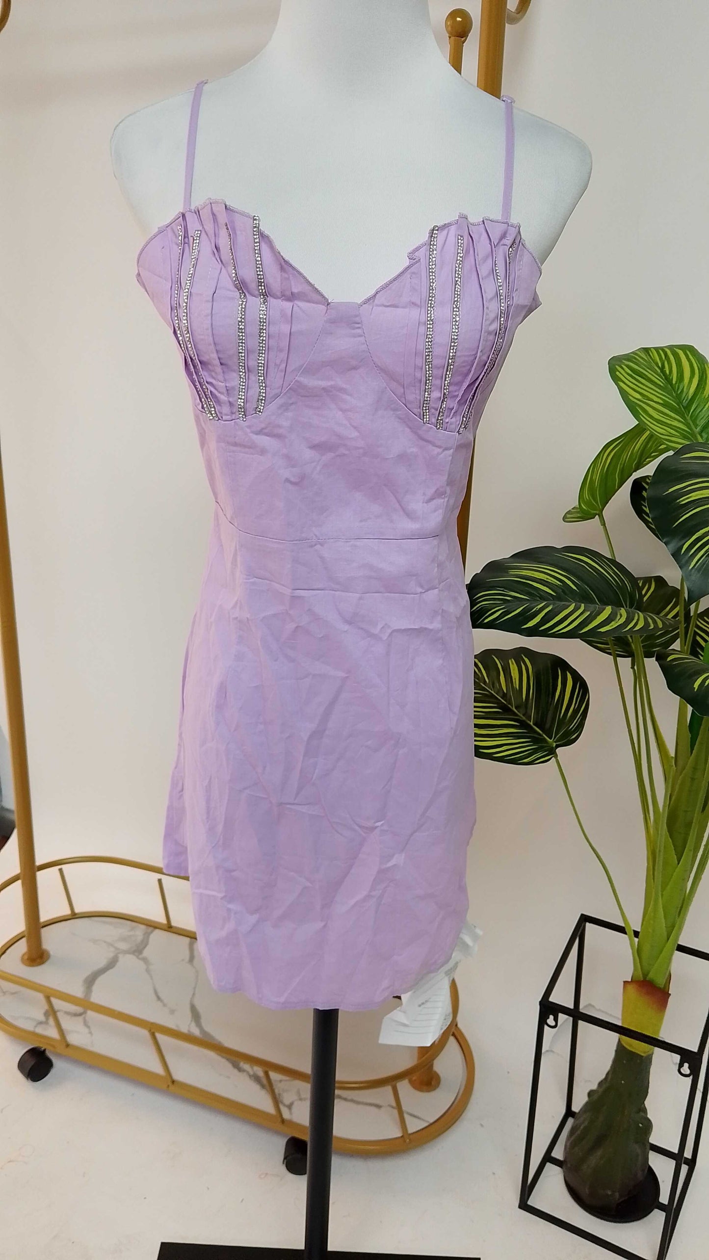 Vestido lila con tirantes y bustier D&M / V418 image 2