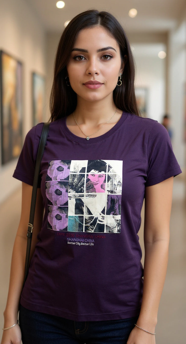 Camiseta morada con print / P137 image 0