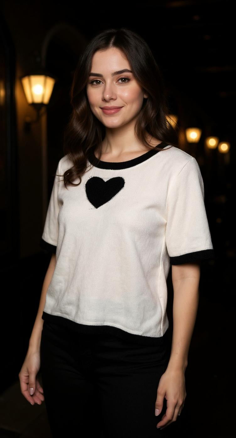 Camiseta blanca con corazón negro / P283 image 0