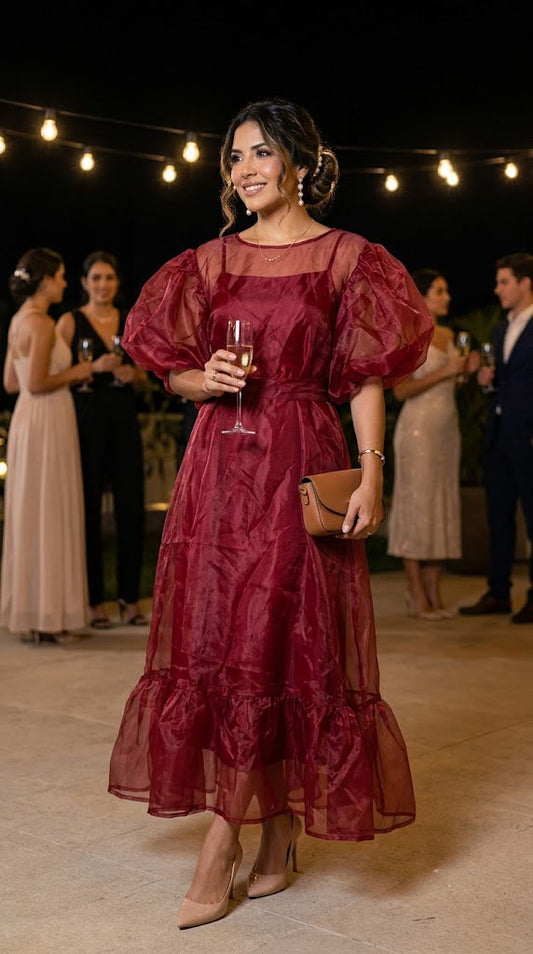 Vestido rojo satín / AO142