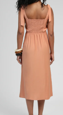 Vestido rosa salmón con nido de abeja /ANV08 image 2
