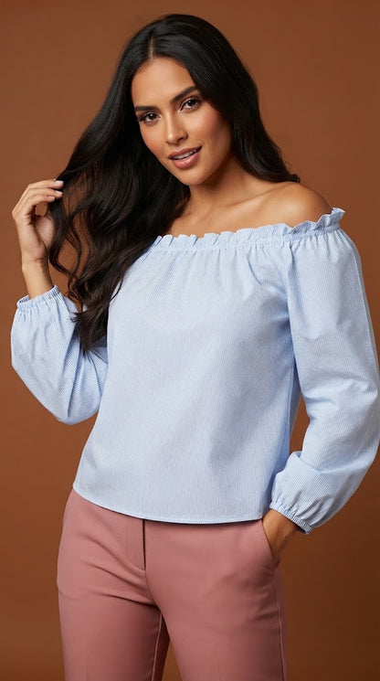 Blusa celeste encaje / ANB03