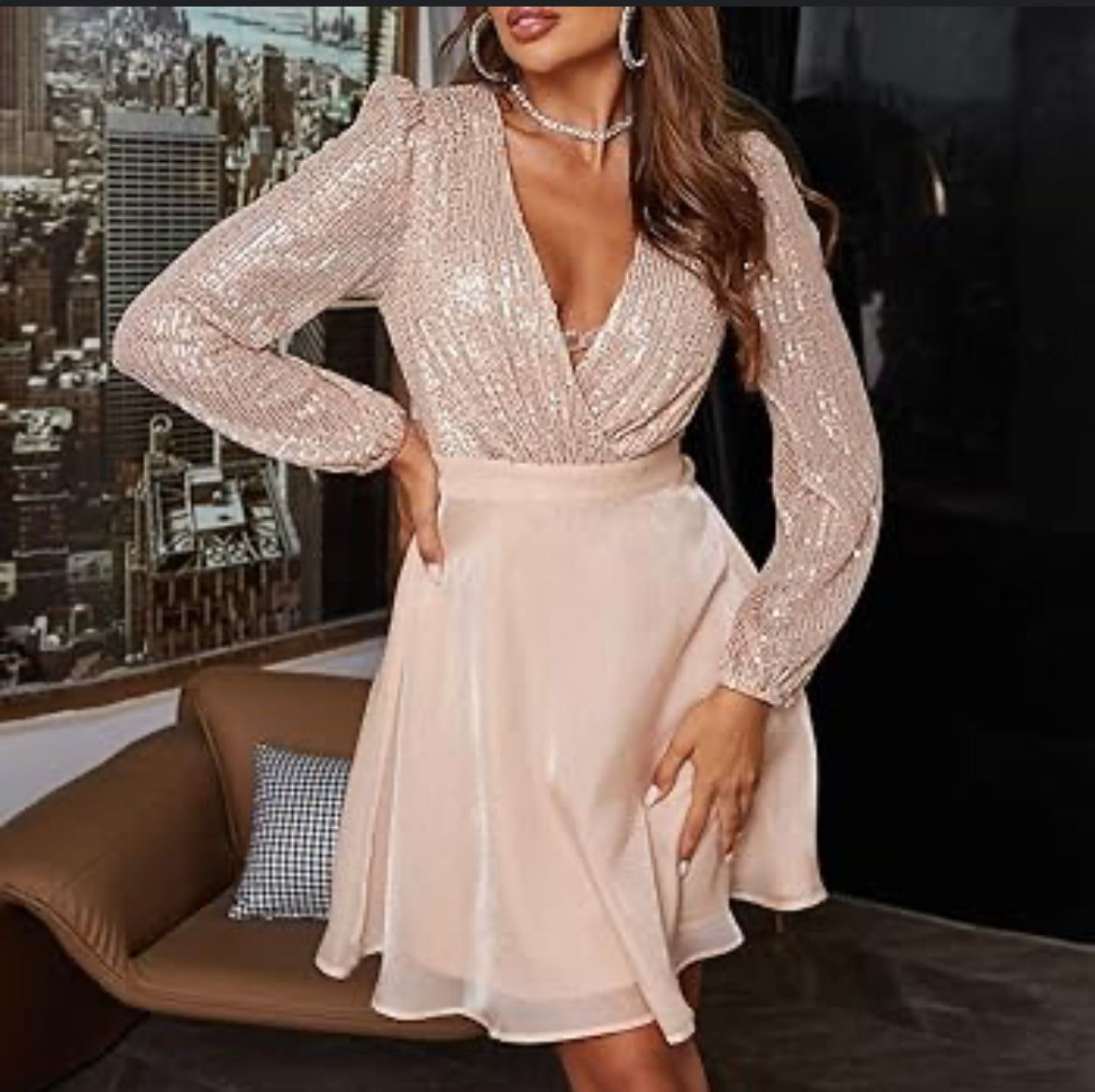 Vestido Cruzado con Manga Larga / V177 image 0