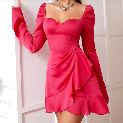 Vestido Corto con Escote y Manga Abullonada / V272 image 4