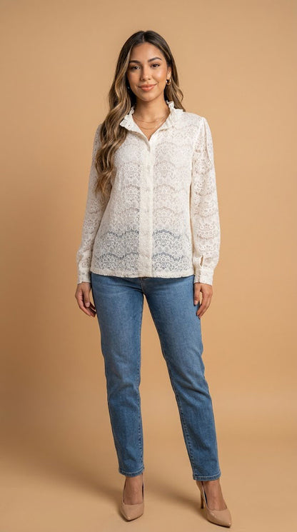 Blusa Texturizada con Encaje / ANB26033