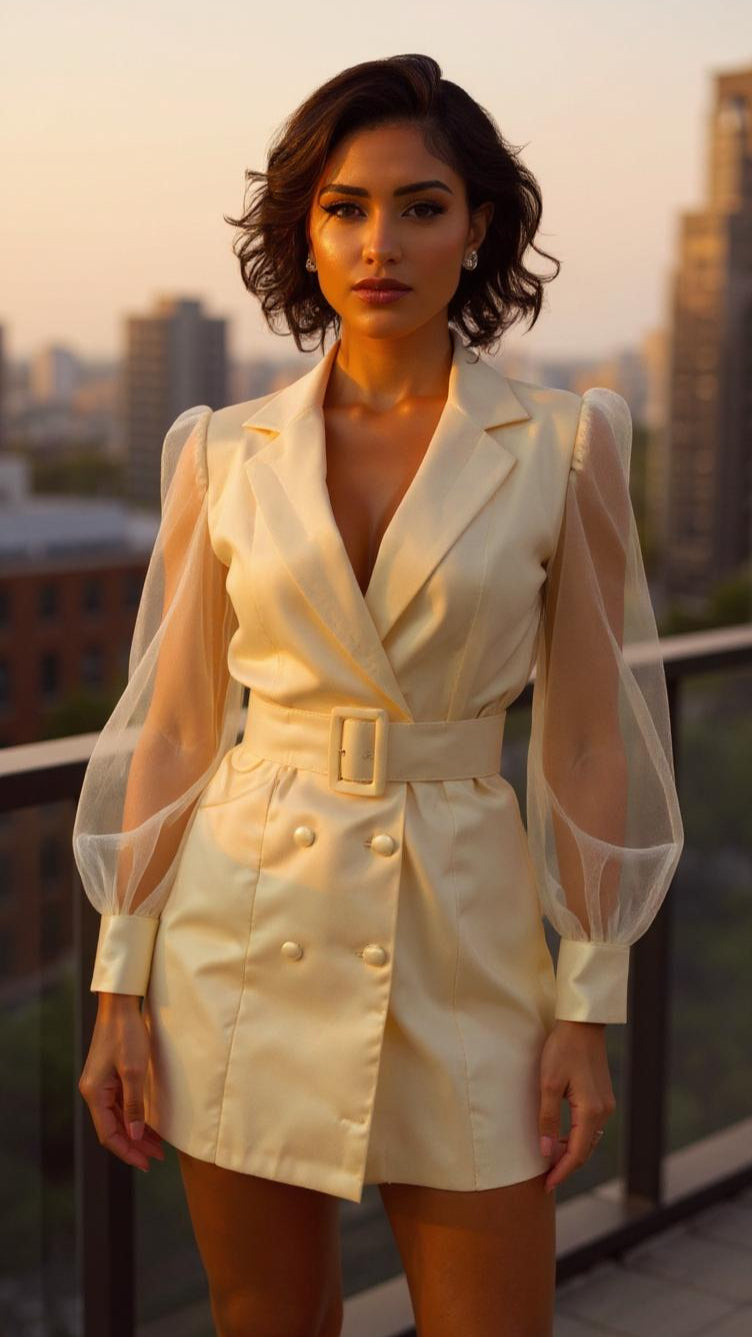 Vestido tipo blazer cruzado con solapa clásica / V253 image 0