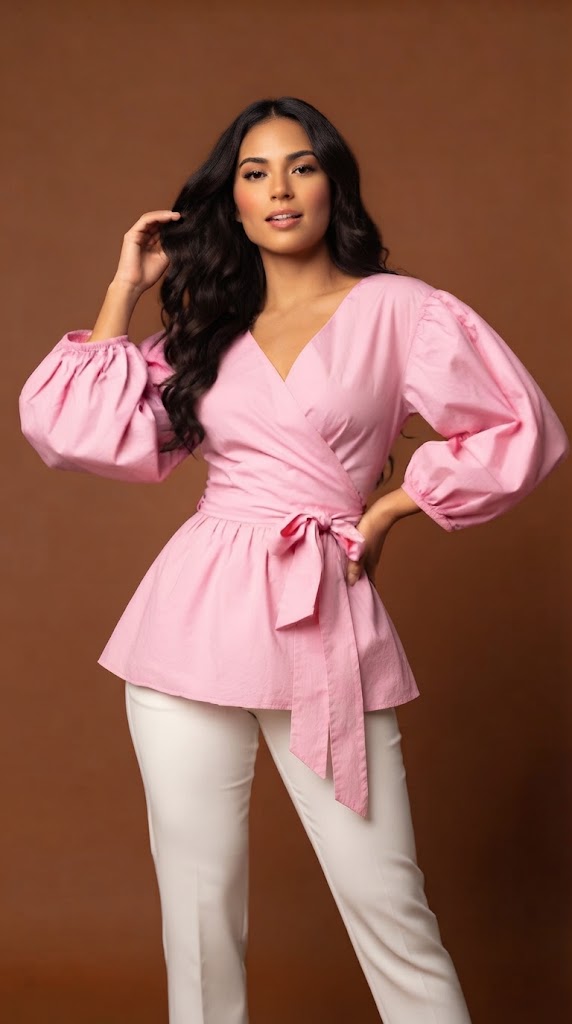 Blusa rosa con lazo / AO184