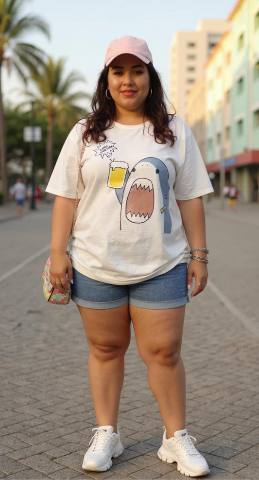 Camiseta blanca estampado dibujo / P154 image 0