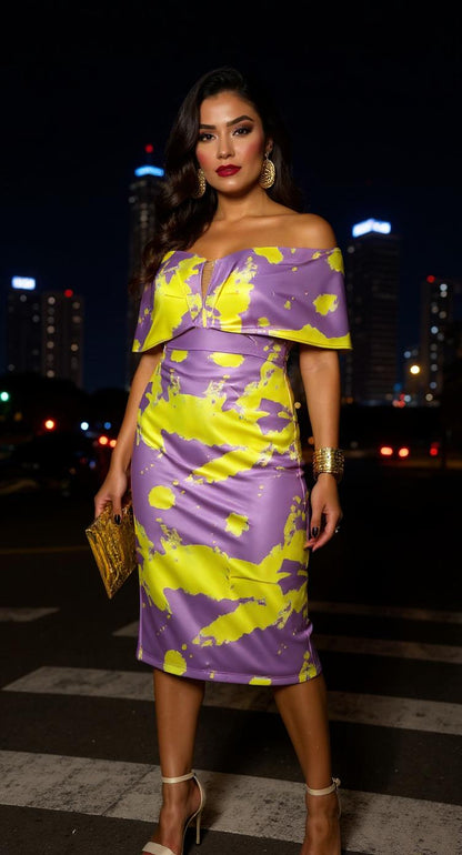 Vestido morado estampado floral AOMEI / AO77 image 2