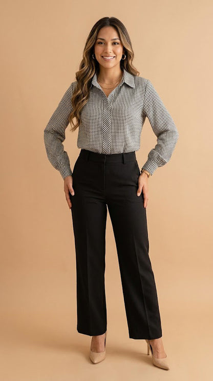 Camisa de vestir gris con cuadros / ANB26062