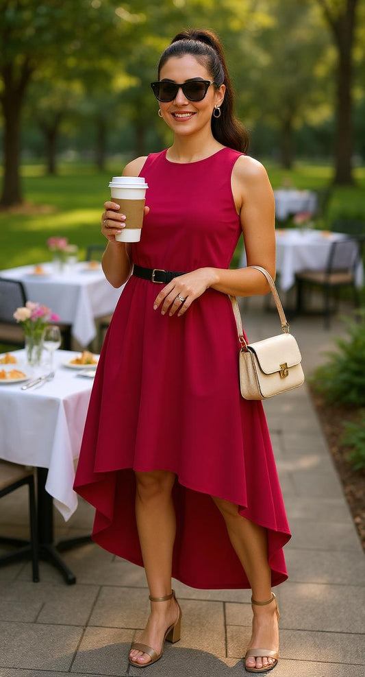 Vestido rojo corte asimétrico AOMEI / AO95 image 0