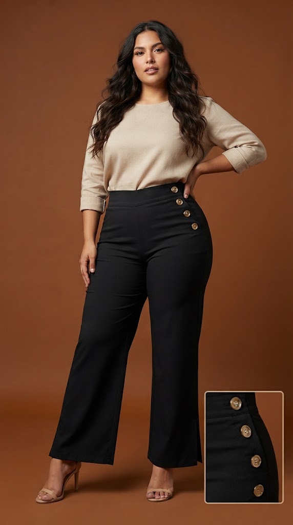 Pantalón negro con detalle dorado / ANE1001-30