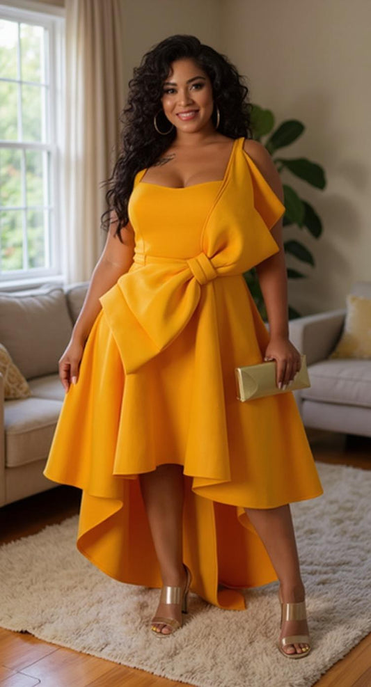 Vestido mostaza con lazo frontaI / AO33 image 0