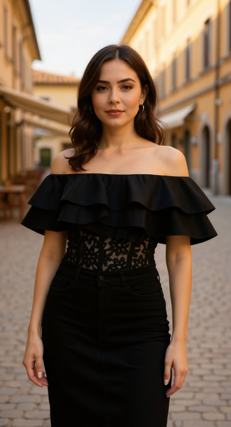 Top off-shoulder negro D&M / V354 image 0