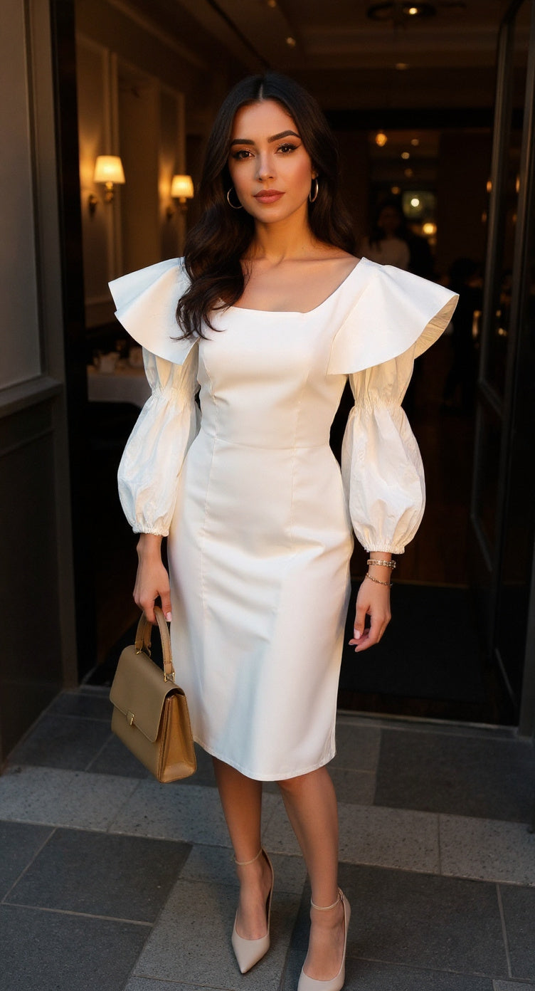 Vestido blanco manga larga /AO121 image 0
