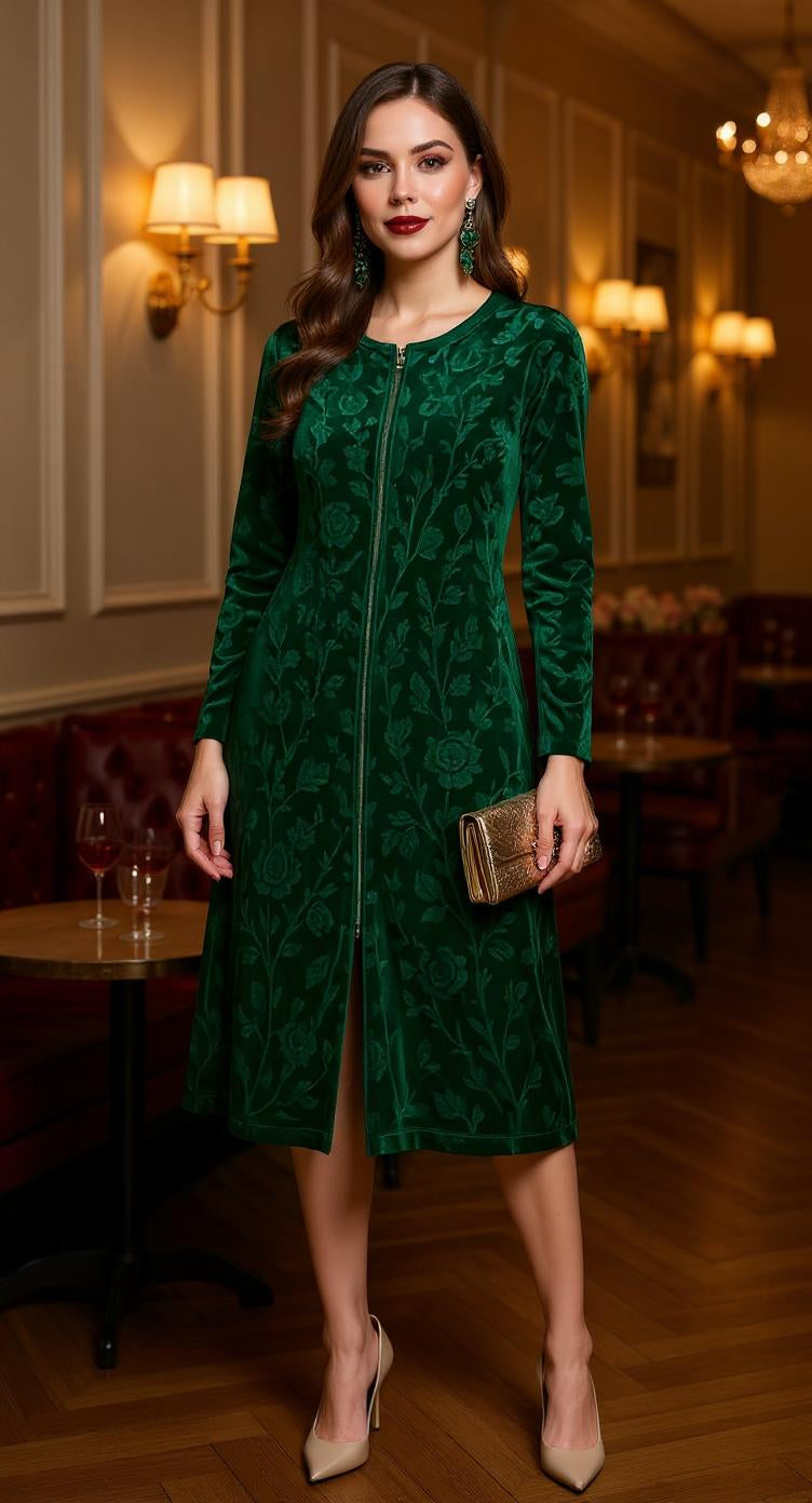 Vestido verde terciopelo largo AOMEI / AO96 image 0