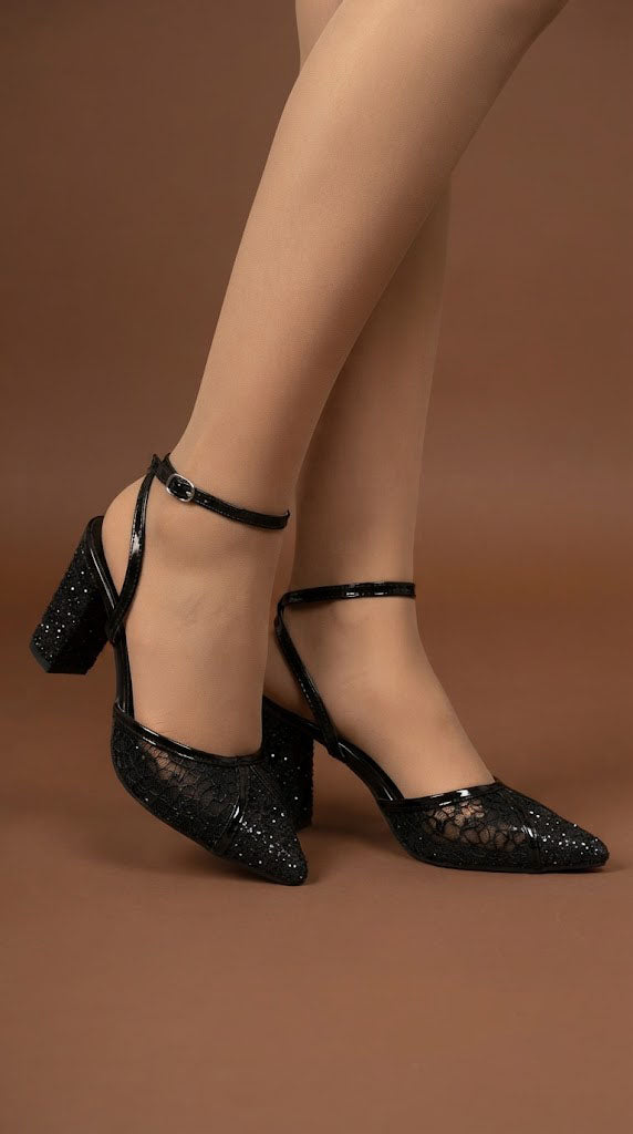 Tacones Negros con Tiras Largas / Z260130