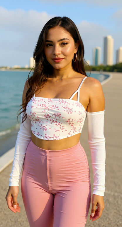 Top blanco bordado tirantes D&M / V343 image 0