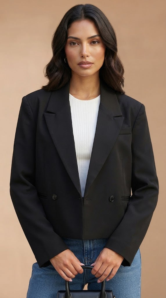Blazer negro corte recto – ANBL2612