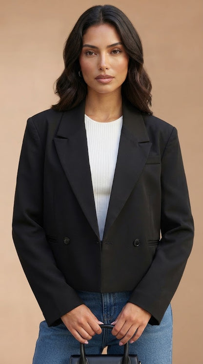 Blazer negro corte recto – ANBL2612