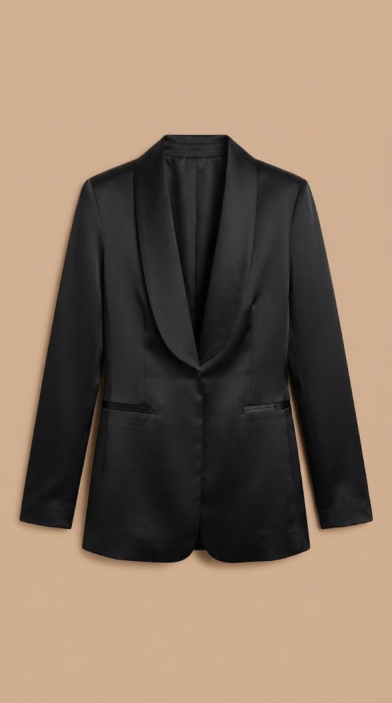 Blazer Negro Ajustado Elegante / ANBL2651