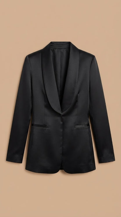 Blazer Negro Ajustado Elegante / ANBL2651