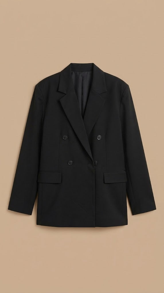 Blazer Negro Largo Elegante / ANBL2656