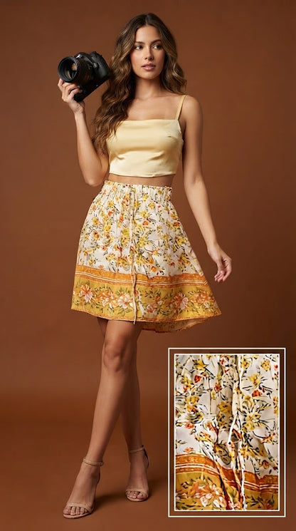 Falda Dorada Brillante Mini / ANF08