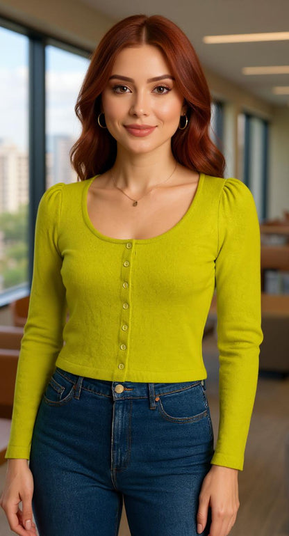 Blusa verde neón escote V / P160 image 0