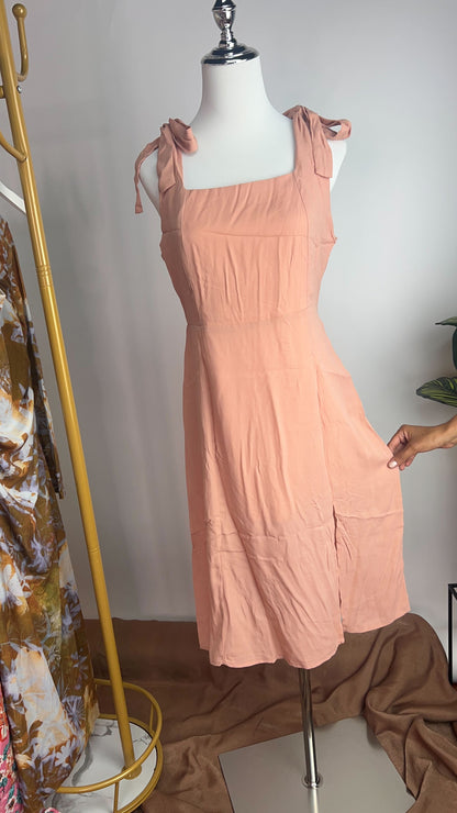 Vestido rosa salmón con nido de abeja /ANV08 image 4