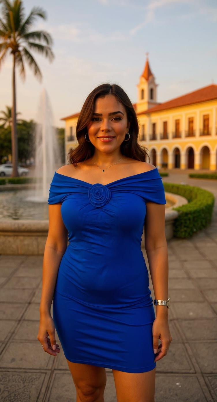 Vestido azul con escote cruzado D&M / V381 image 0