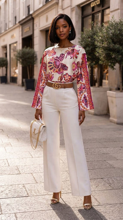 Blusa Estampada Flores fucsia / ANB26102