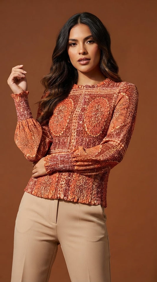 Blusa estampada tonos tierra / ANB25