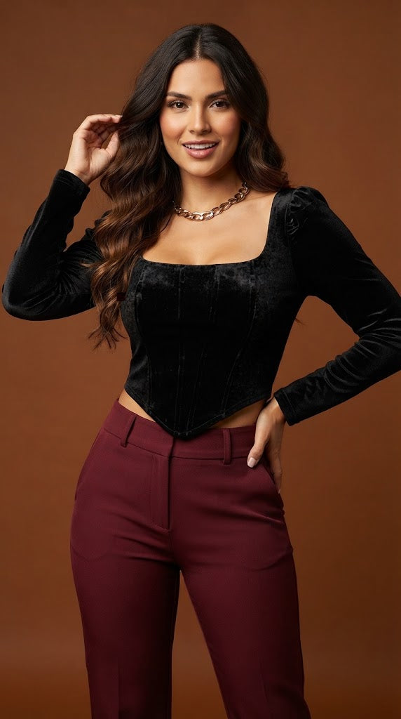 Top negro Gamuza / V54
