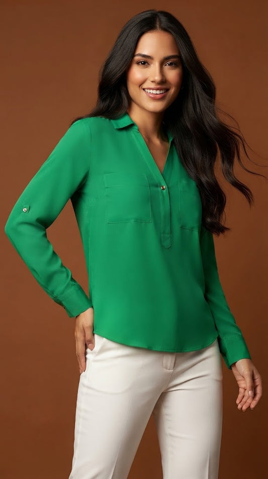 Blusa verde elegante clásica / ANB37