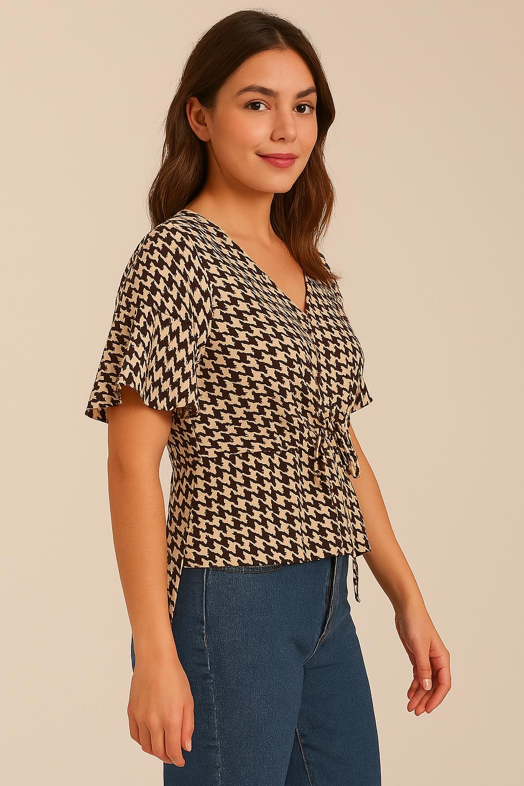 Blusa beige y negra / P122 image 2