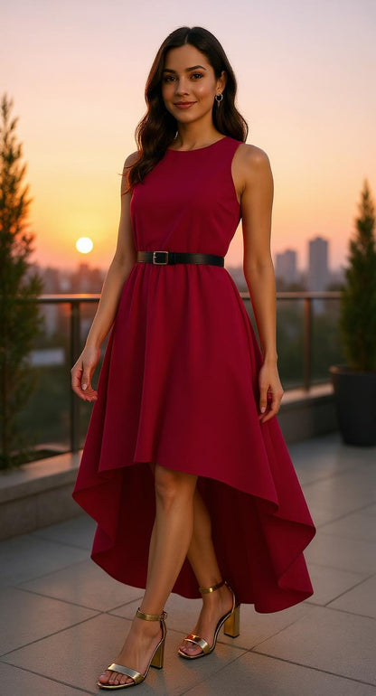 Vestido rojo corte asimétrico AOMEI / AO95 image 1