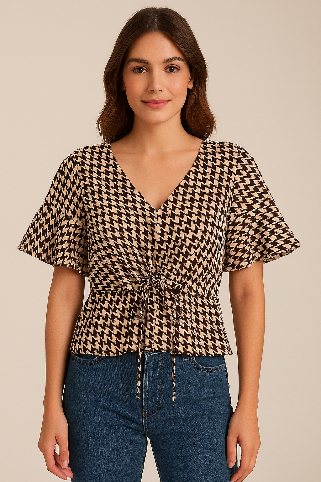 Blusa beige y negra / P122 image 1